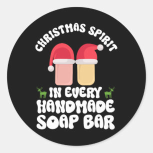 Kerstsfeer in elke handgemaakte zeep R - Zeep M Ronde Sticker