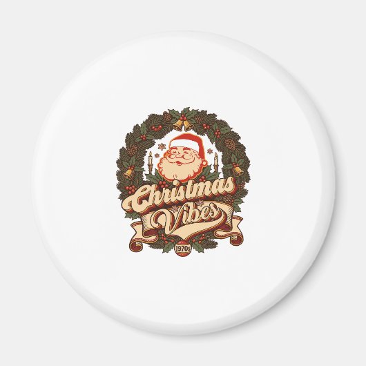 Kerstsfeer Kerstman Krans Bellen Magneet (Voorkant)
