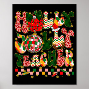 Kerstsfeer Leraar Luipaard Sneeuwman Kerstmannen H Poster