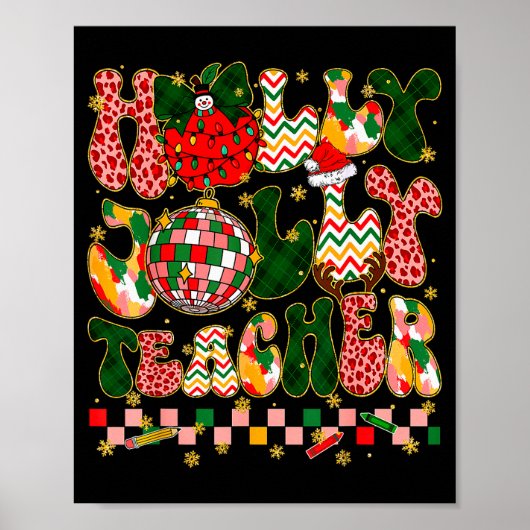 Kerstsfeer Leraar Luipaard Sneeuwman Kerstmannen H Poster (Voorkant)