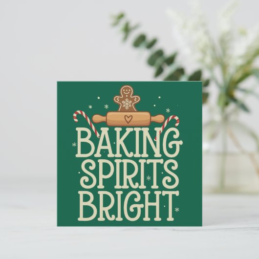 Kerstsfeer met baking spirits bright Kerstmis Kers Feestdagenkaart (Staand voorkant)