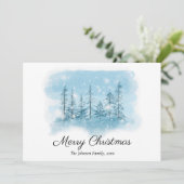 Kerstsfeer met besneeuwde winterprint feestdagenkaart (Staand voorkant)