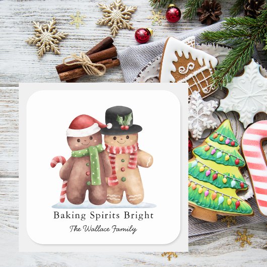 Kerstsfeer met deze bakgeest  vierkante sticker
