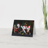 Kerstsfeer met Fubby's die de decoratie verzorgen. Bedankkaart (Voorkant)