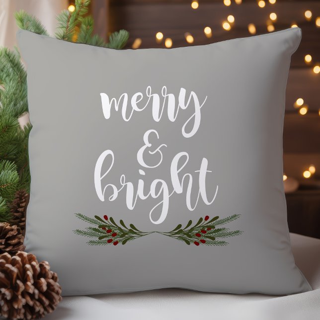 Kerstsfeer met Merry & Bright Kerstden Kussen (Creator heeft geüpload)