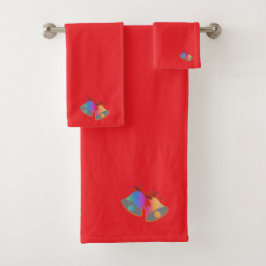 Kerstsfeer met Regenboogklokken Rood Bad Handdoek