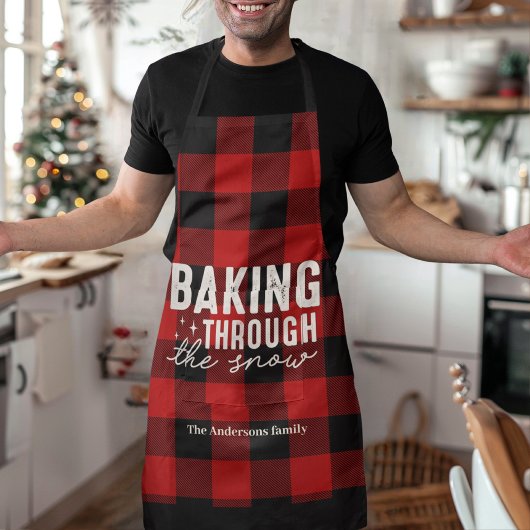 Kerstsfeer met Sneeuw Buffalo Plaid Kerstmis Schort