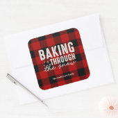 Kerstsfeer met Sneeuw Buffel Plaid Vierkante Sticker (Envelop)