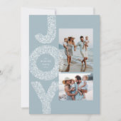 Kerstsfeer met sneeuwvlokken en ijsblauw twee foto feestdagenkaart (Voorkant)