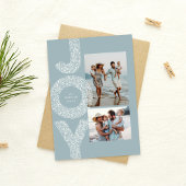 Kerstsfeer met sneeuwvlokken en ijsblauw twee foto feestdagenkaart