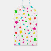 Kerstsfeer met vrolijke en heldere kleuren cadeaulabel (Achterkant)