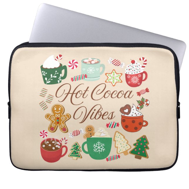 Kerstsfeer met warme chocolademelk laptop sleeve (Voorkant)