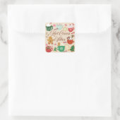 Kerstsfeer met warme chocolademelk vierkante sticker (Tas)
