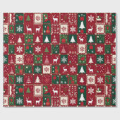 Kerstsfeer patroon cadeaupapier (Vlak)