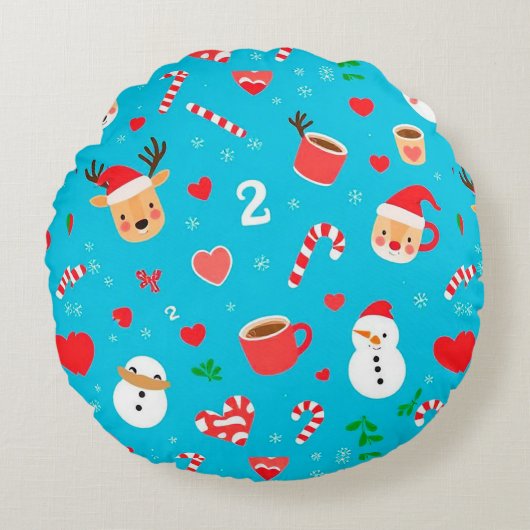 Kerstsfeer patroon rond kussen (Voorkant)
