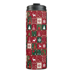 Kerstsfeer patroon thermosbeker