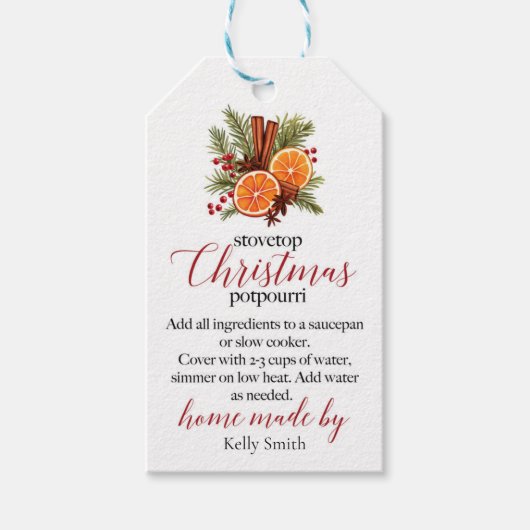 Kerstsfeer Potpourri op het fornuis Cadeaulabel (Voorkant)