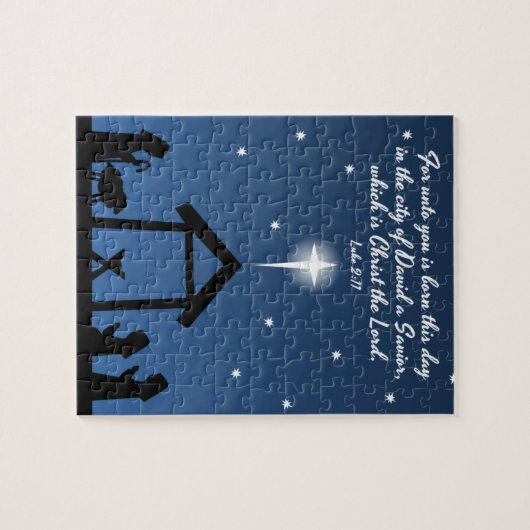 kerstsfeer puzzel met bijbelversie (Horizontaal)