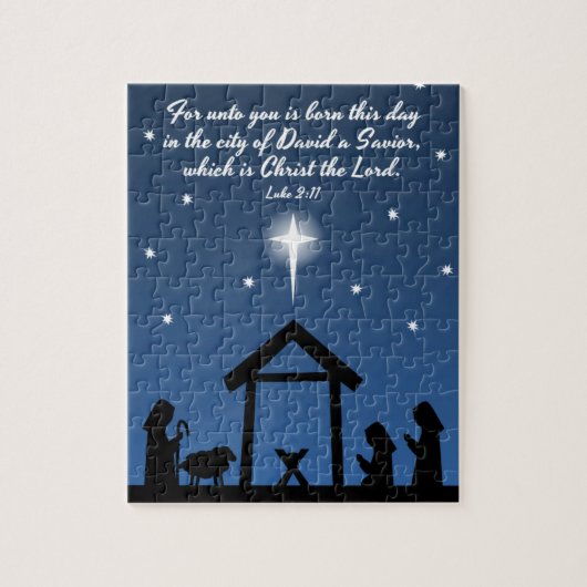 kerstsfeer puzzel met bijbelversie (Verticaal)