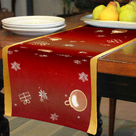 Kerstsfeer rood en goud korte tafelloper