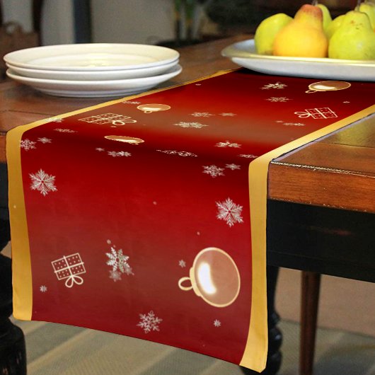 Kerstsfeer rood en goud korte tafelloper