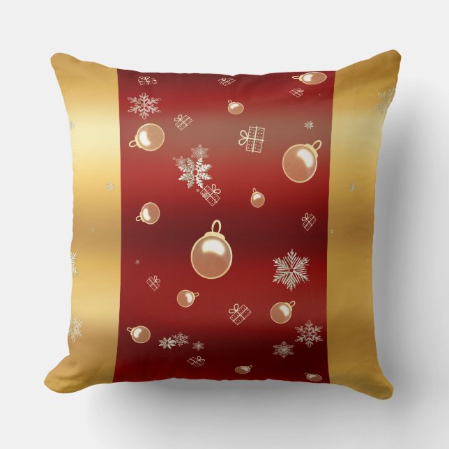 Kerstsfeer rood en goud kussen (Voorkant)