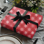 Kerstsfeer Rood & Wit Sneeuwvlokje Cadeaupapier