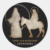 kerstsfeer Silhouette Ronde Sticker (Voorkant)