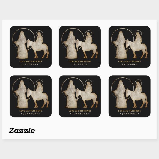 kerstsfeer Silhouette Vierkante Sticker (Vel)