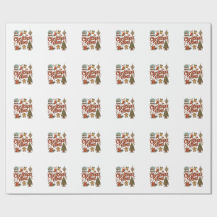 Kerstsfeer Sneeuwbol Kerstman Boom Cadeaupapier