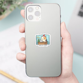 Kerstsfeer, sticker van kat met lege batterij