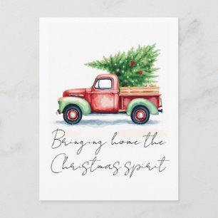 Kerstsfeer thuisbrengen met rode vrachtwagen briefkaart