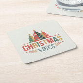 Kerstsfeer Vierkante Onderzetter Set (Schuin)