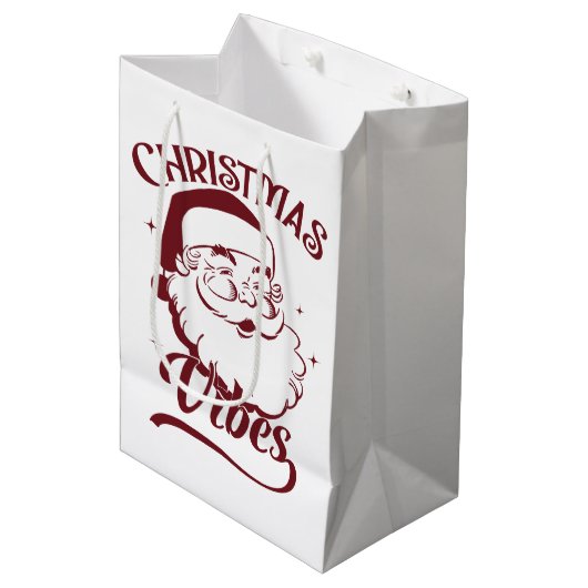 Kerstsfeer Vintage Design Medium Cadeauzakje (Voorkant Gekanteld)
