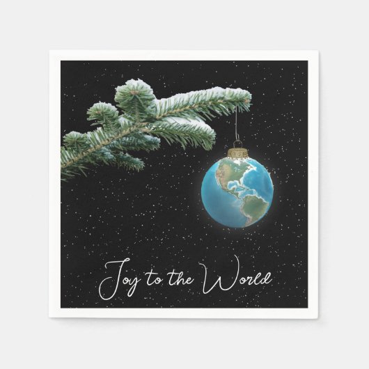 Kerstsfeer Wereldbol Ornament Servet (Voorkant)