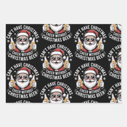 Kerstsfeer zonder bier is geen kerstsfeer Kerstman Inpakpapier Vel (Voorkant)