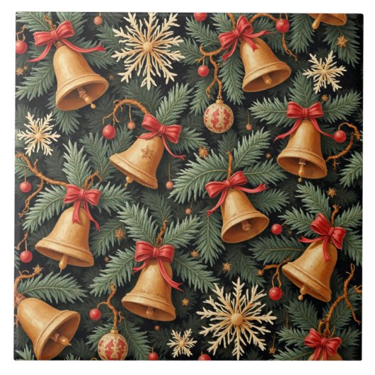 Kerstsfeerbel, decoratief patroon. tegeltje (Voorkant)