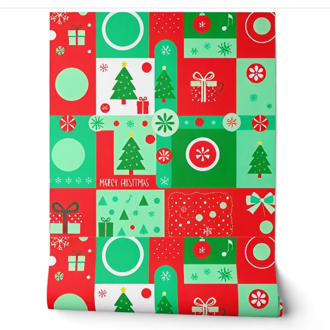 Kerstsfeerpatroon Behang (Afrollen)