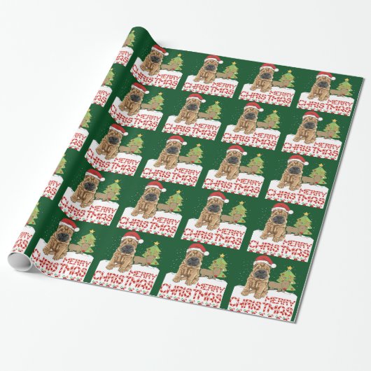 KerstShar Pei Cadeaupapier (Uitgerold)