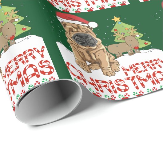 KerstShar Pei Cadeaupapier (Rol Hoek)