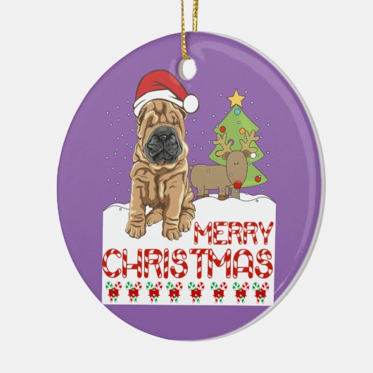 KerstShar Pei Keramisch Ornament (Links)