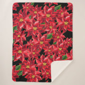 KerstSherpa Blanket-Large-Red Poinsettia Sherpa Deken (Voorkant)