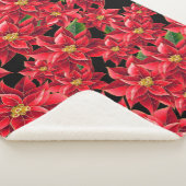 KerstSherpa Blanket-Large-Red Poinsettia Sherpa Deken (3/4)