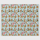 KerstShiba Inu Cadeaupapier (Vlak)