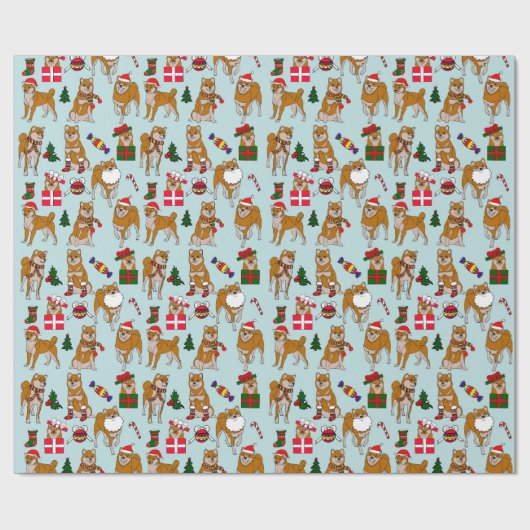 KerstShiba Inu Cadeaupapier (Vlak)