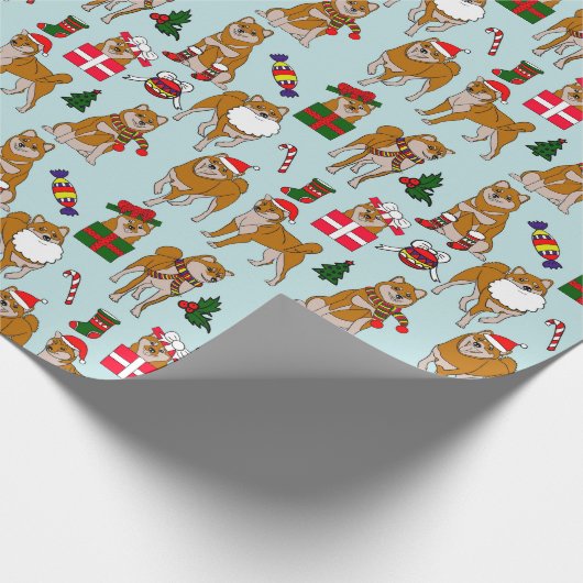 KerstShiba Inu Cadeaupapier (Hoek)