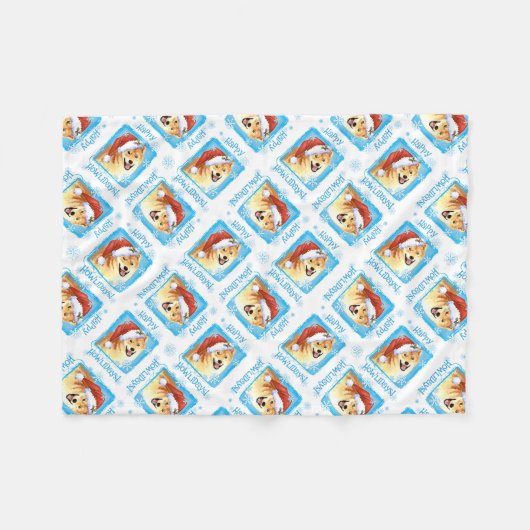 KerstShiba Inu Fleece Deken (Voorkant (Horizontaal))