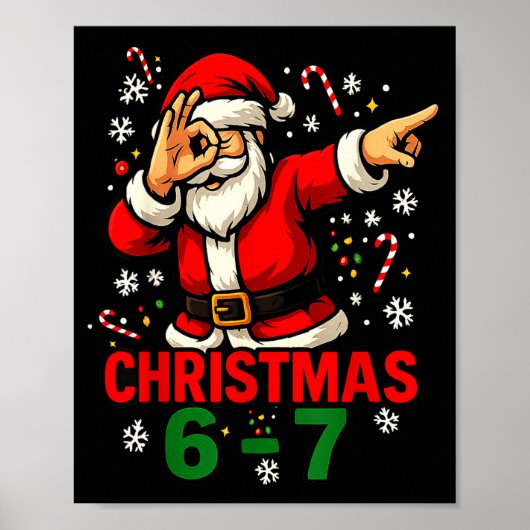 Kerstshirt - Grappige Dabbing Kerstman 6 7 Meme Poster (Voorkant)