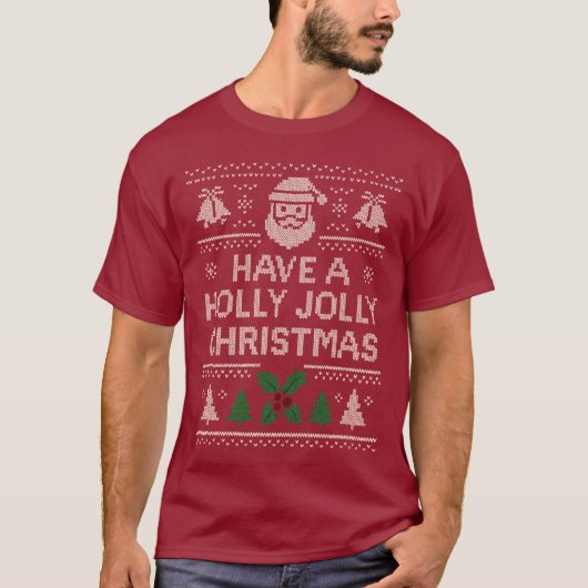 Kerstshirt - Rode Jingle Design T-shirt (Voorkant)