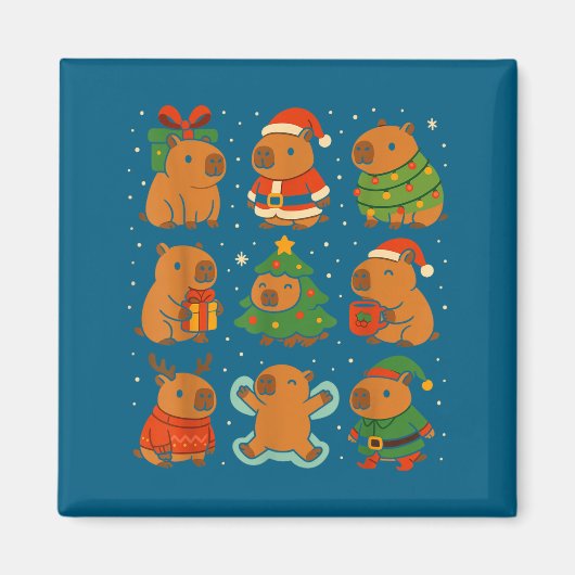 Kerstshirt voor capybara, grappige capy-vakanties magneet (Voorkant)
